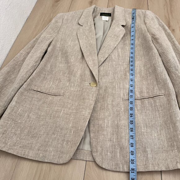 Vintage 80s/90s Harvé Benard Women's Light Beige Linen Blazer Jacket Size 16W - Picture 10 of 14